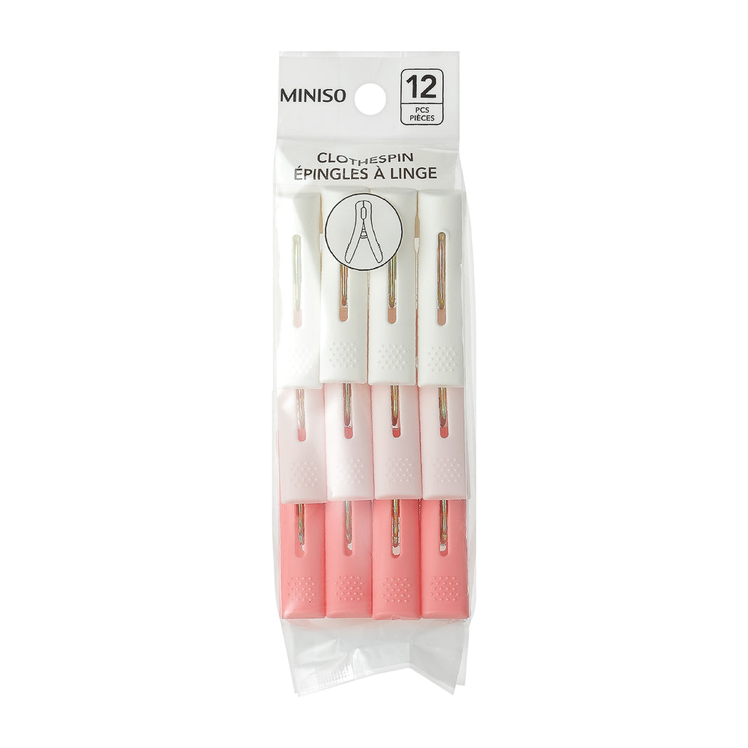 MINISO COLORED SERIES SELF STANDING CLOTHESPINS, 12 PCS ( PINK/BLUE ) 2011522010109 CLOTHESPIN-1