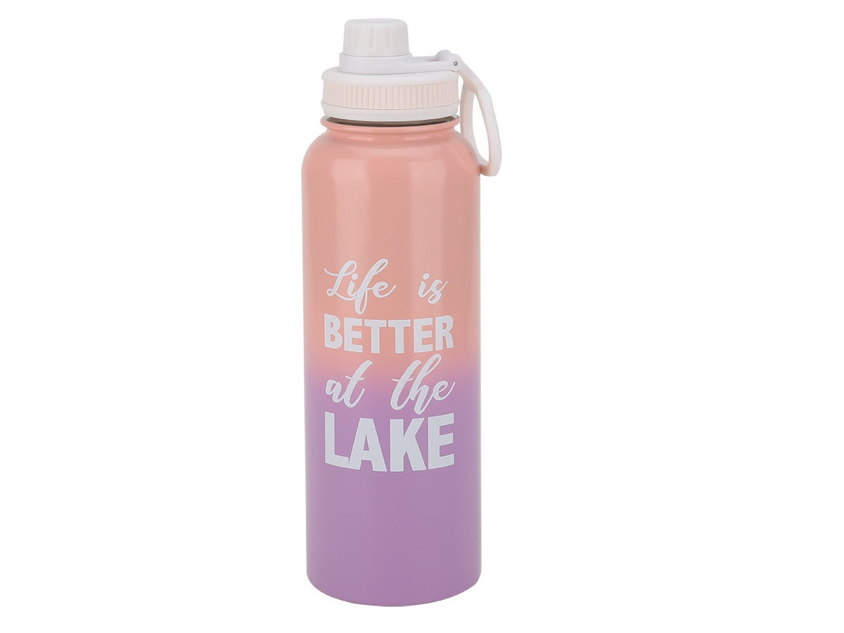 MINISO GRADIENT SERIES STAINLESS STEEL WATER BOTTLE WITH HANDLE AND SCREW CAP - 1.4L (PINK) 2011917511105 STEEL CUP
