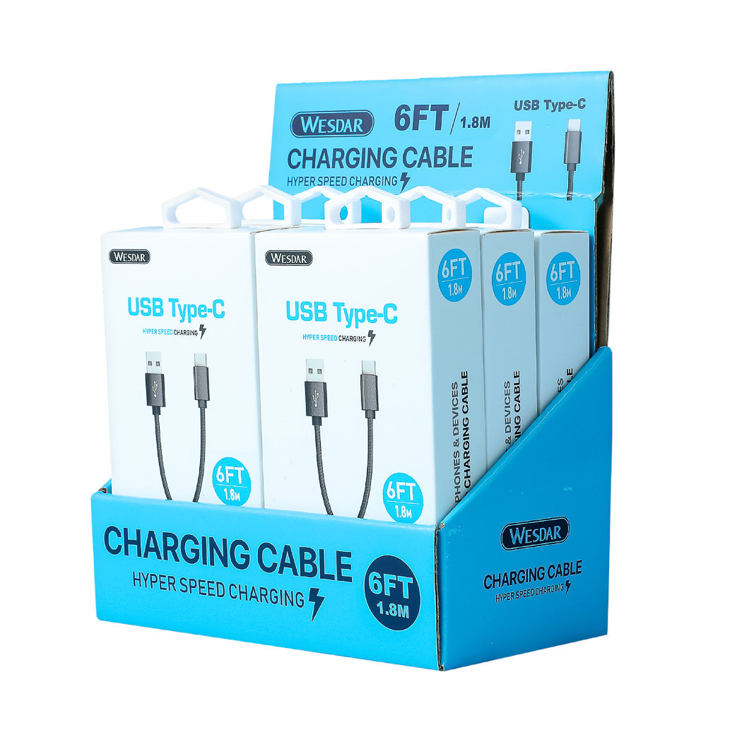 MINISO DURABLE BRAIDED ALUMINUM ALLOY TYPE-C DATA CABLE (2A, 1.8M)(SILVERY) 2011927711106 TYPE-C CHARGING CABLE
