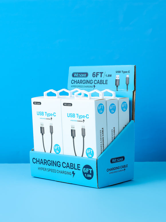 MINISO DURABLE BRAIDED ALUMINUM ALLOY TYPE-C DATA CABLE (2A, 1.8M)(SILVERY) 2011927711106 TYPE-C CHARGING CABLE