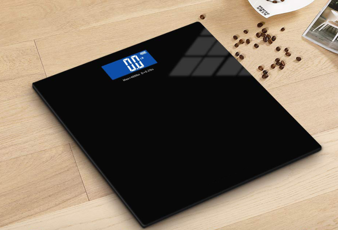 MINISO 28CM TEMPERED GLASS DIGITAL BODY WEIGHT SCALE WITH TEMPERATURE DISPLAY  MODEL: SCTZC-220419(BLACK) 2012848111105 ELECTRIC SCALE