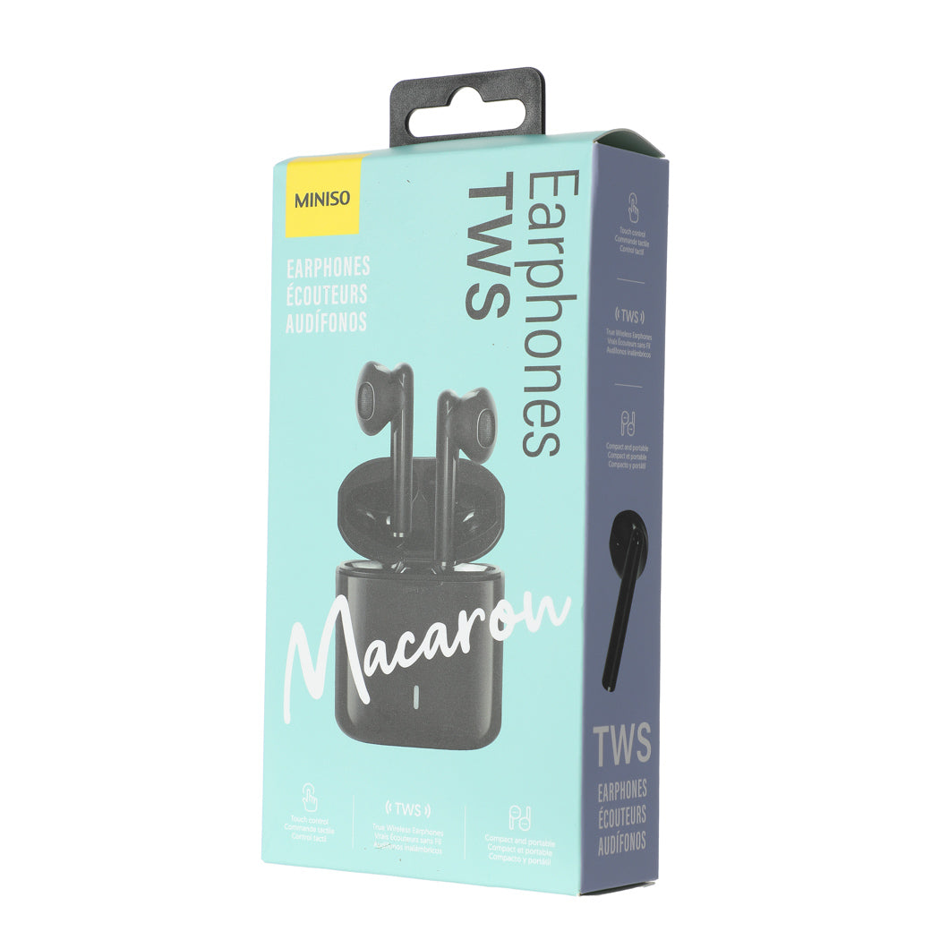 MINISO MACARON HALF IN-EAR TWS EARPHONES  MODEL: S88(BLACK) 2013124812105 EARPHONES