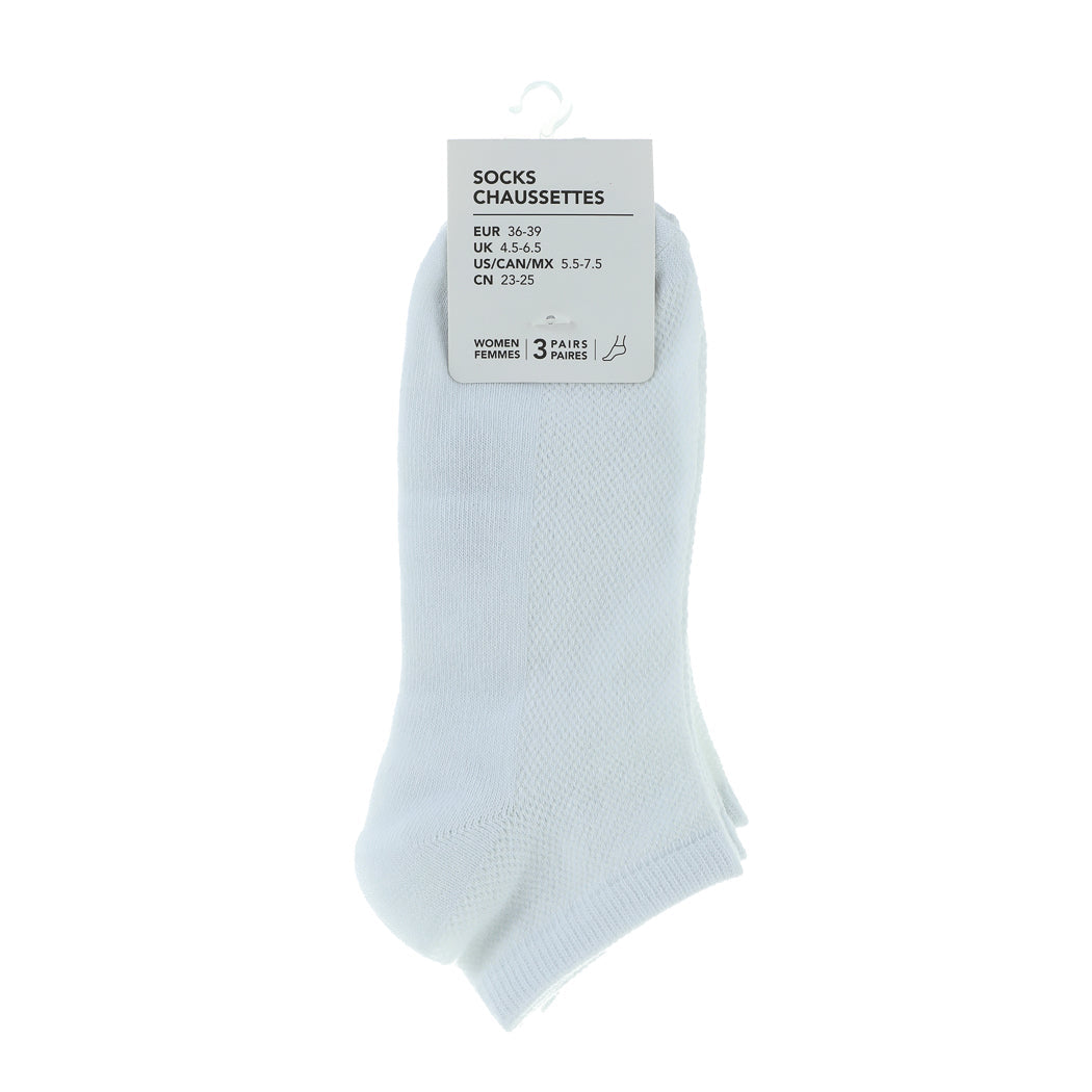 MINISO BREATHABLE MESH WOMEN'S ANKLE SOCKS 3 PAIRS ( WHITE ) 2013173711107 WOMEN'S LOW-CUT SOCKS