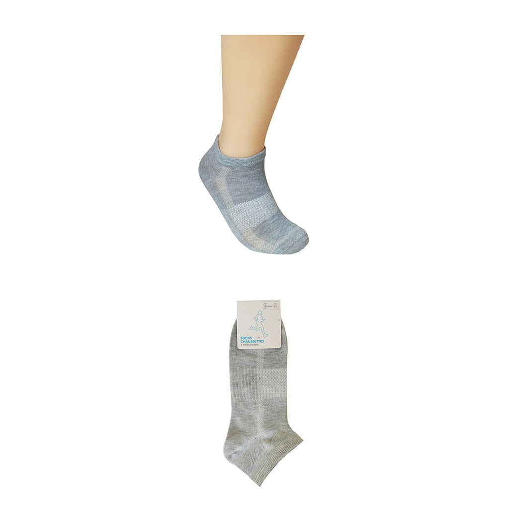 MINISO SOLID COLOR BREATHABLE MEN'S ATHLETIC SOCKS 3 PAIRS ( GRAY ) 2013174412102 MEN'S LOW-CUT SOCKS