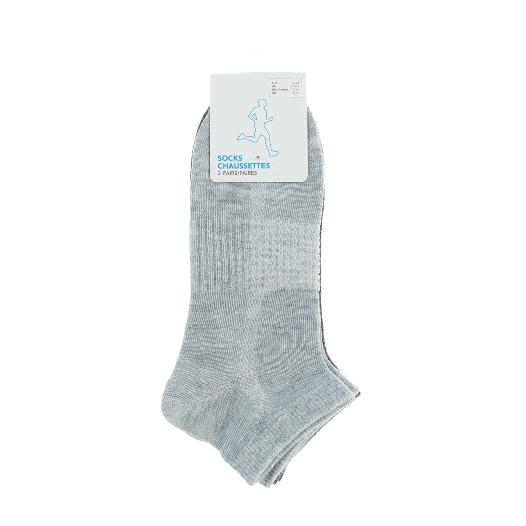 MINISO SOLID COLOR BREATHABLE MEN'S ATHLETIC SOCKS 3 PAIRS ( GRAY ) 2013174412102 MEN'S LOW-CUT SOCKS