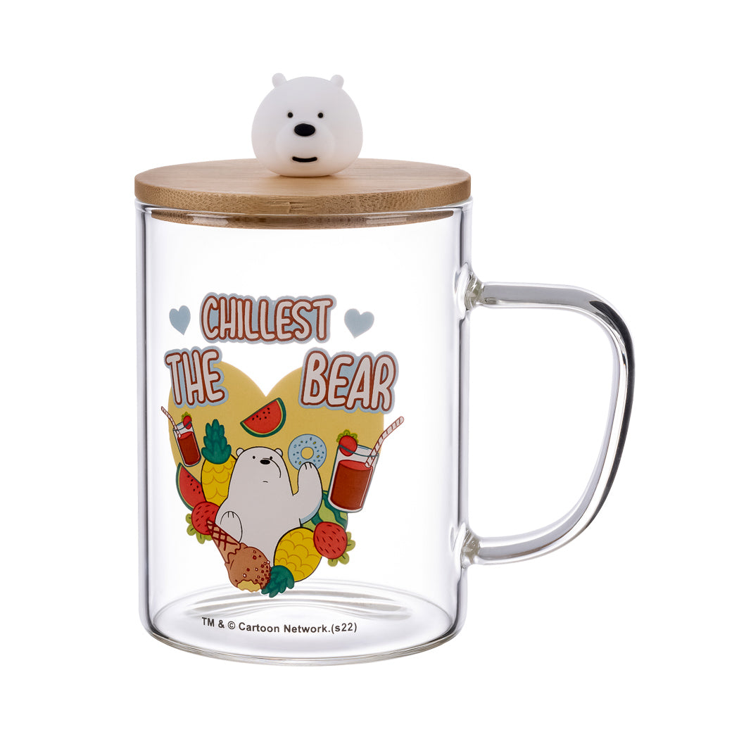 MINISO WE BARE BEARS COLLECTION 5.0 HIGH BOROSILICATE GLASS CUP WITH LID (440ML)(ICE BEAR) 2013797412107 HIGH BOROSILICATE GLASS WATER BOTTLE