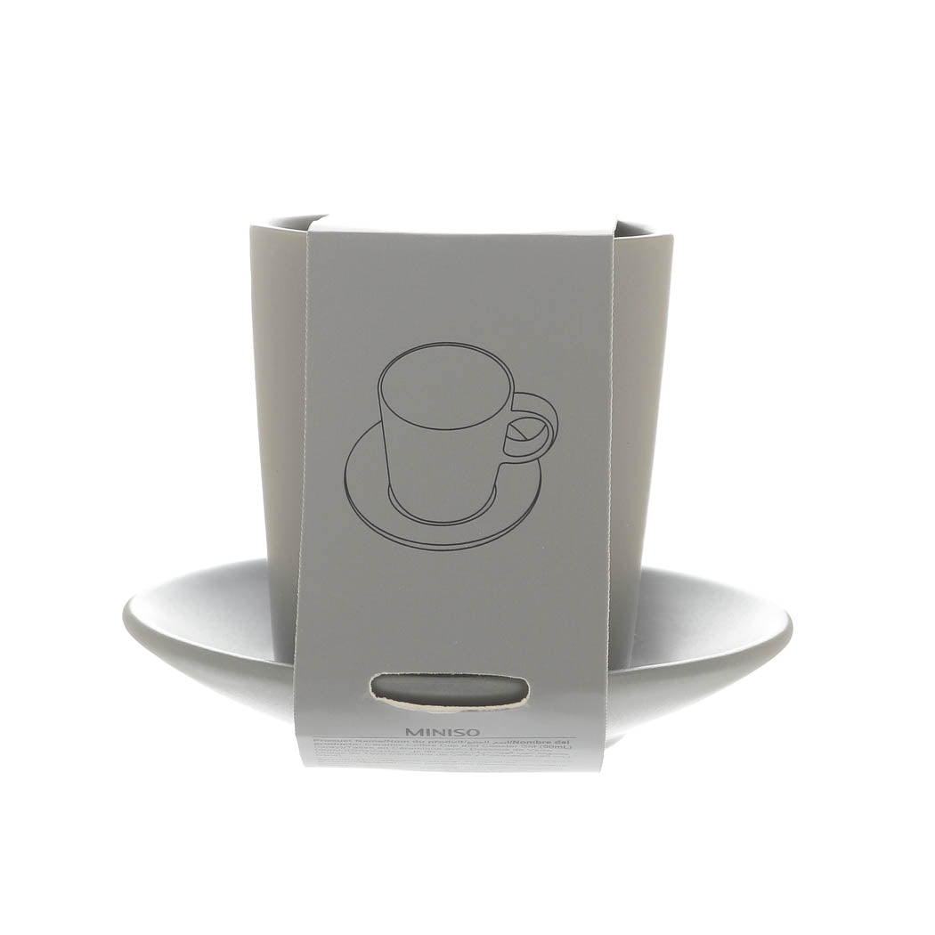 MINISO CERAMIC COFFEE CUP AND COASTER SET (90ML) (GRAY) 2013843911103 CERAMIC MUG