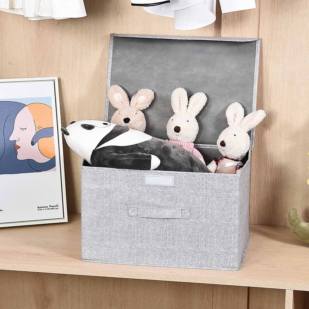 MINISO GRAY SERIES STORAGE BOX WITH LID ( L ) 2014249010100 FABRIC ORGANIZER