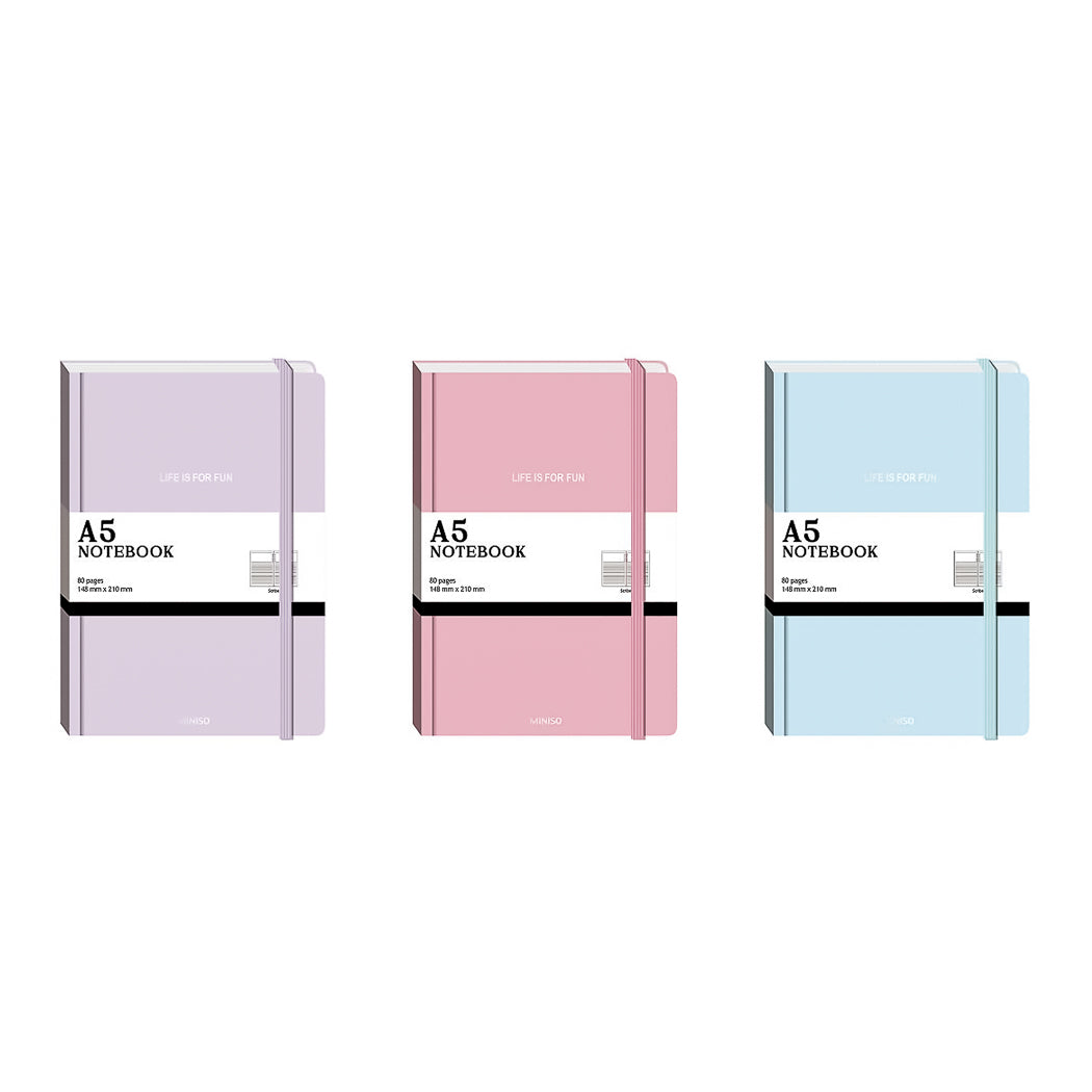 MINISO CREAM SERIES A5 HARDCOVER BOOK ( 80 SHEETS ) ( 3 ASSORTED MODELS ) 2014285710101 HARDCOVER MEMO BOOK