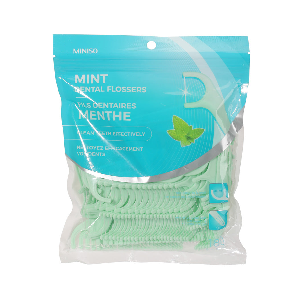 MINISO LARGE HANDLE THIN AND SMOOTH MINT DENTAL FLOSSERS (180 PCS) 2014456710107 DENTAL FLOSS
