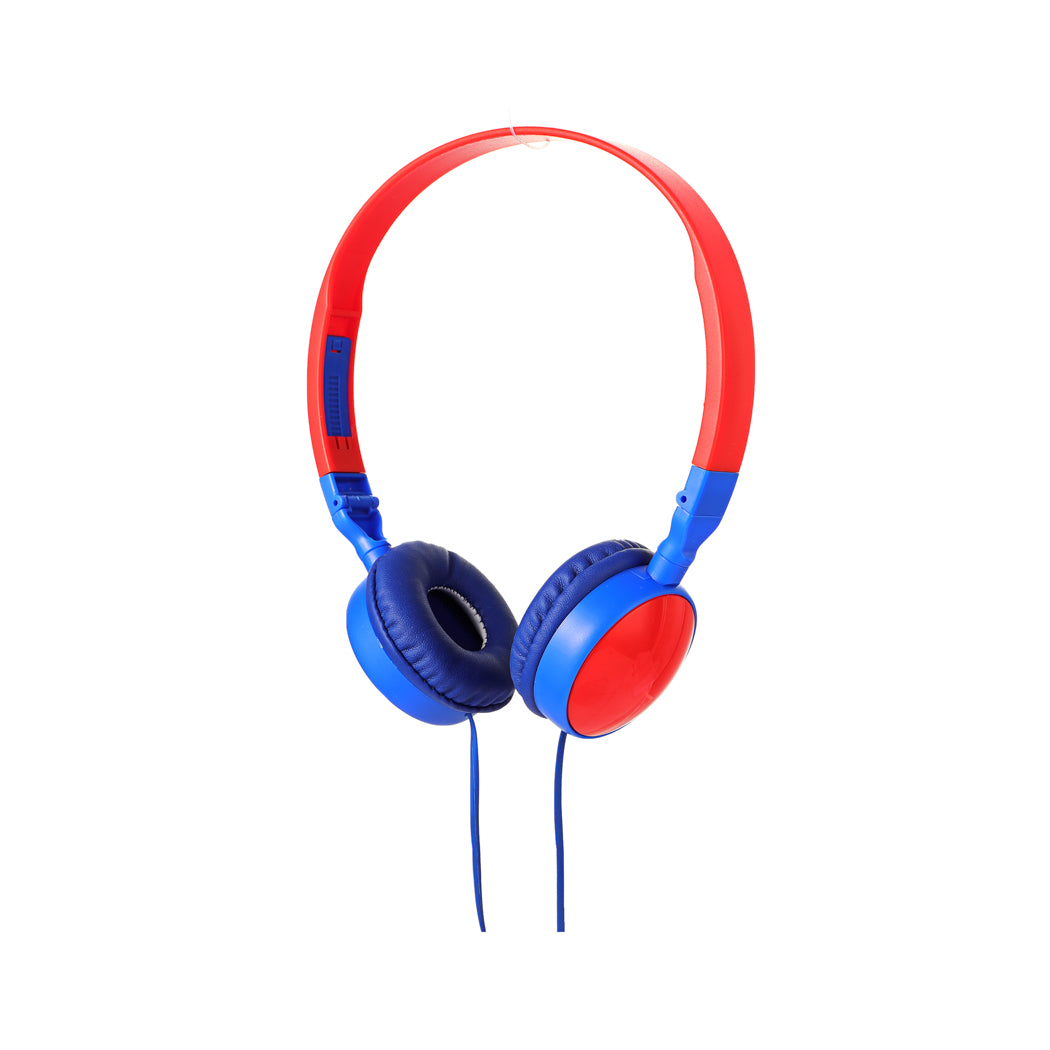 MINISO COLOR BLOCKING 3.5MM KIDS' WIRED HEADSET WITH MICROPHONE  MODEL: 23L02(RED & BLUE) 2014486710108 HEADPHONES