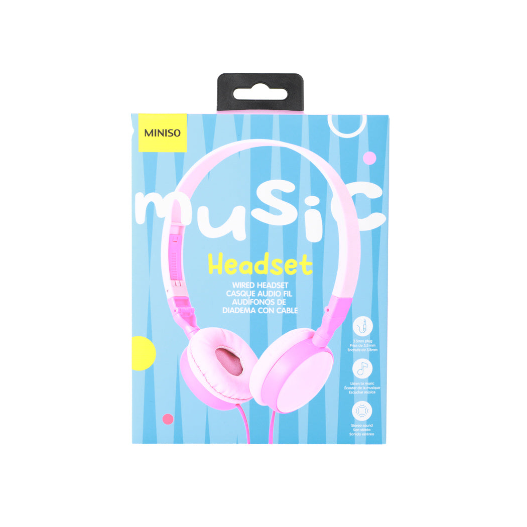 MINISO COLOR BLOCKING 3.5MM KIDS' WIRED HEADSET WITH MICROPHONE  MODEL: 23L02(PINK & WHITE) 2014486711105 HEADPHONES