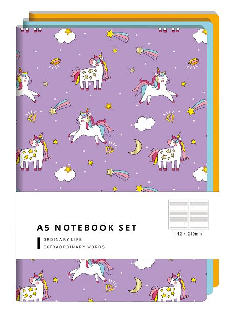 MINISO UNICORN SERIES A5 STITCH-BOUND BOOK (3*28 SHEETS, BLANK & RULED PAGES) 2014522810106 MEMO BOOK