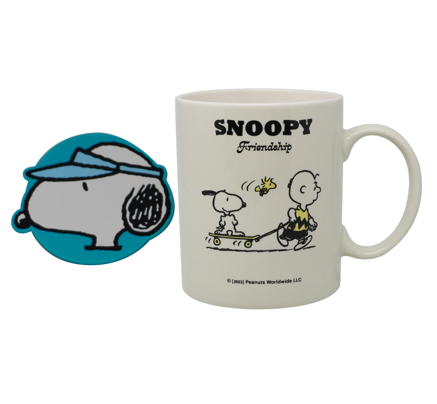 MINISO SNOOPY SUMMER TRAVEL COLLECTION CERAMIC CUP WITH COASTER ( 340ML ) ( OFF-WHITE ) 2014687511108 LIFE DEPARTMENT