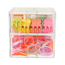 MINISO BASIC SERIES DOUBLE-LAYER HAIR CLAW CLIPS & HAIR TIES ( 220 PCS ) 2014729210105 HAIR CLIPS IN STORAGE BOX-5