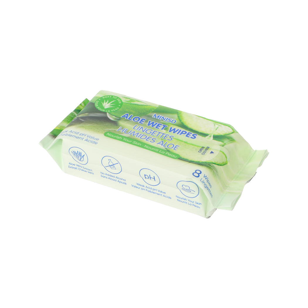 MINISO ALOE WET WIPES ( 8 WIPES × 8 PACKS ) 2014804810107 SKIN CARE & CLEANSING PRODUCTS