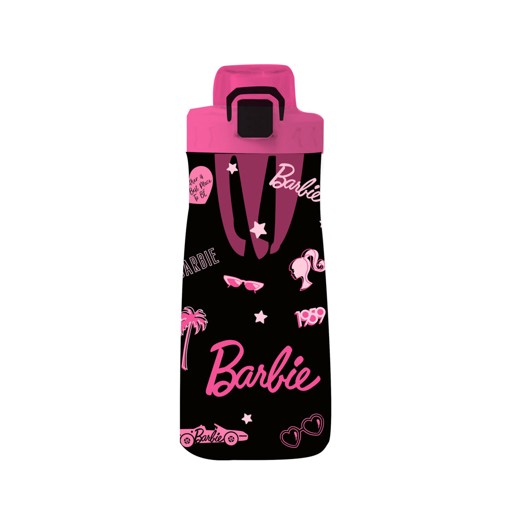 MINISO BARBIE COLLECTION PLASTIC BOTTLE WITH ONE-TOUCH FLIP TOP LID ( BLACK ) 2015031110107 LIFE DEPARTMENT