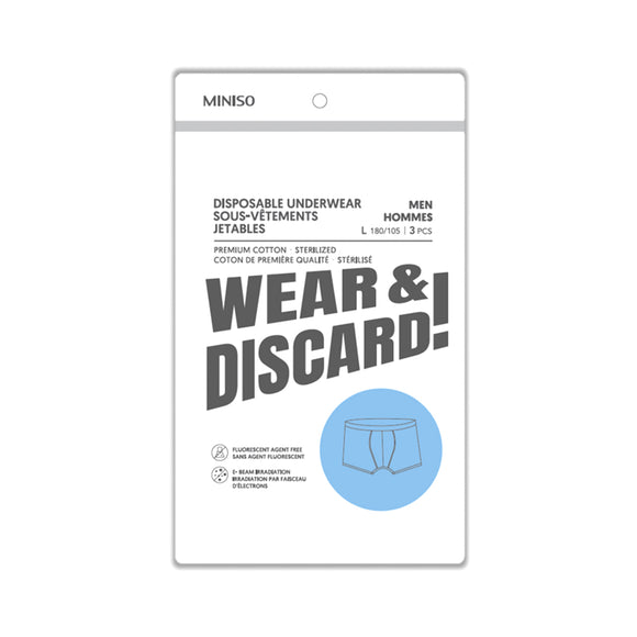 MINISO MEN'S DISPOSABLE UNDERWEAR ( 3 PCS ) ( L ) 2015031712103 SKIN CARE & CLEANSING PRODUCTS