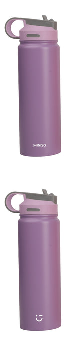 MINISO SOLID COLOR STAINLESS STEEL BOTTLE WITH HANDLE AND STRAW LID ( 900ML ) ( PURPLE ) 2015040911108 LIFE DEPARTMENT-4