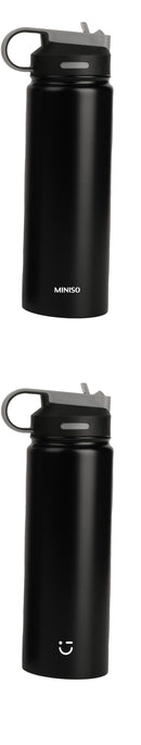 MINISO SOLID COLOR STAINLESS STEEL BOTTLE WITH HANDLE AND STRAW LID ( 900ML ) ( BLACK ) 2015040913102 LIFE DEPARTMENT-4