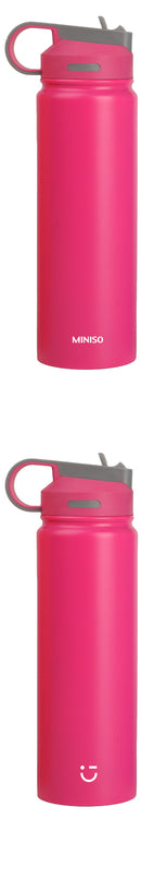 MINISO SOLID COLOR STAINLESS STEEL BOTTLE WITH HANDLE AND STRAW LID ( 900ML ) ( PINK ) 2015040914109 LIFE DEPARTMENT-3