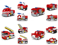 MINISO CAR MODEL SERIES PULL-BACK BUILDING BLOCKS FIRE ENGINE (4 ASSORTED MODELS) 2015197210109 BUILDING BLOCKS