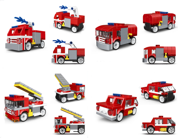 MINISO CAR MODEL SERIES PULL-BACK BUILDING BLOCKS FIRE ENGINE (4 ASSORTED MODELS) 2015197210109 BUILDING BLOCKS