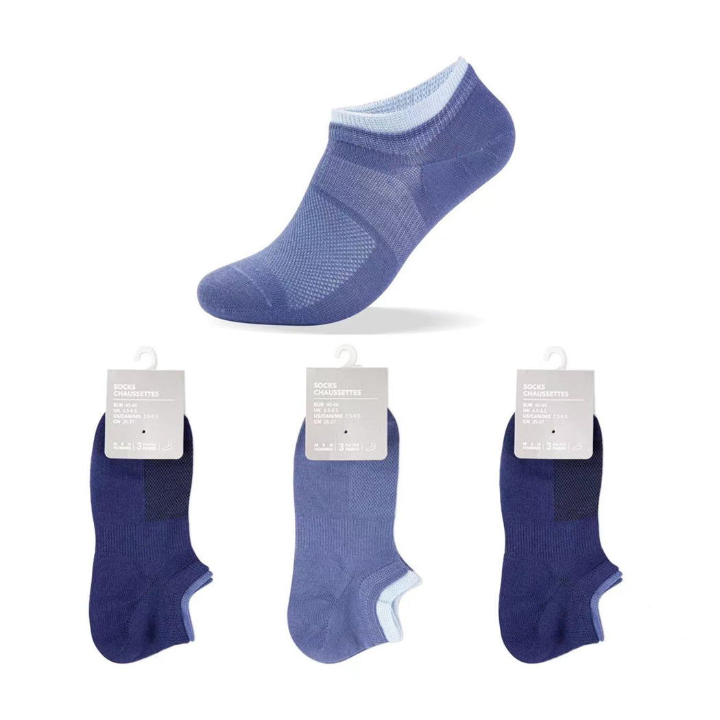 MINISO SENSE OF DESIGN ANTI-SLIP ANKLE MEN'S SHORT SOCKS ( 3 PAIRS ) ( BLUE ) 2015214011108 MEN'S LOW-CUT SOCKS