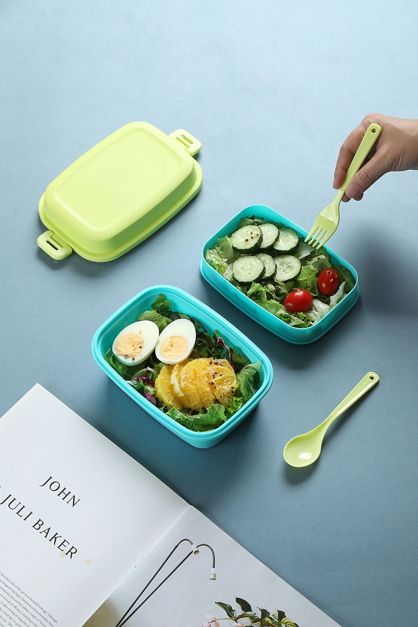 MINISO COLORFUL DOUBLE LAYERED BENTO BOX (980ML)(GREEN) 2016111610104 BENTO BOX