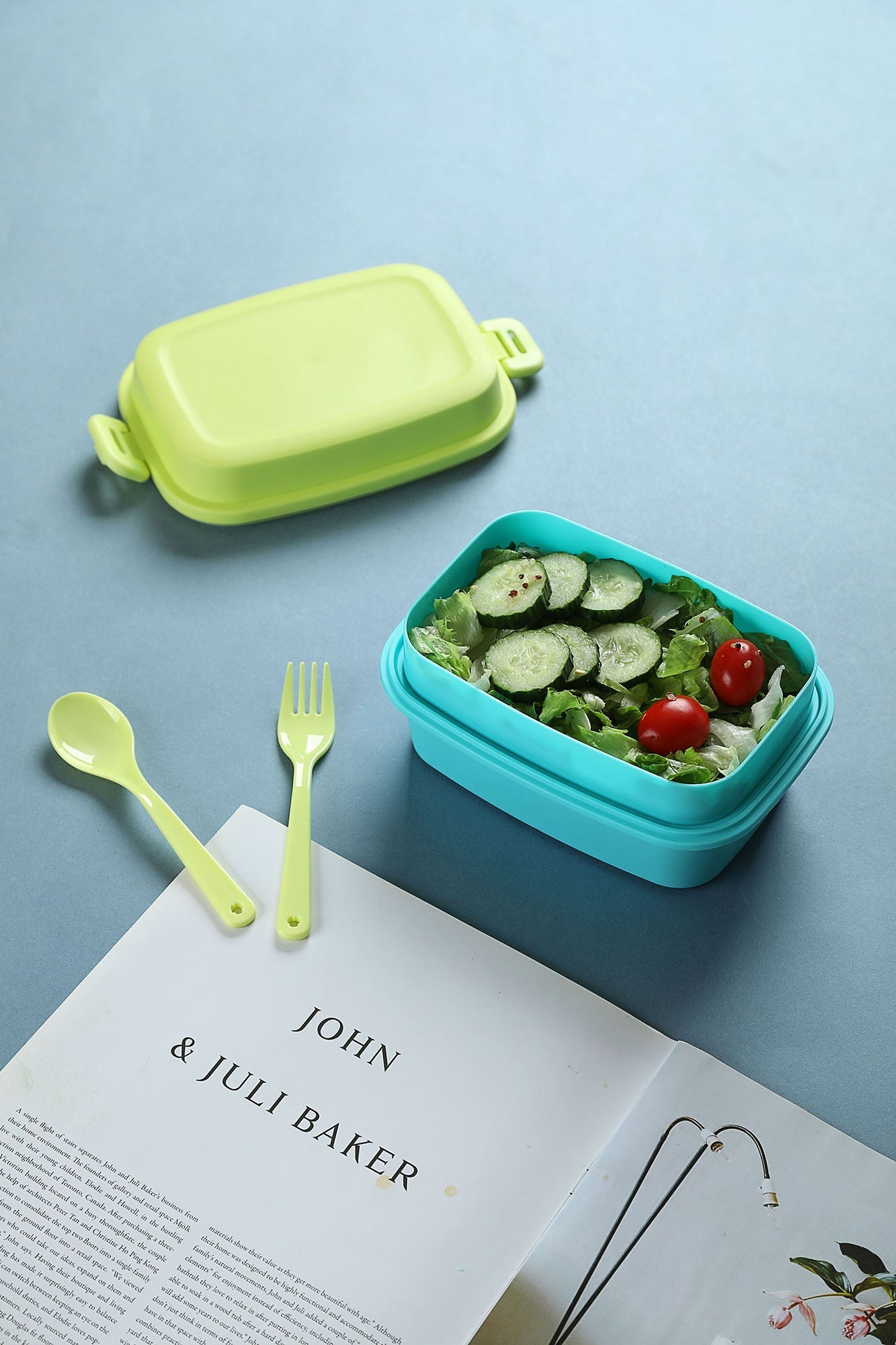 MINISO COLORFUL DOUBLE LAYERED BENTO BOX (980ML)(GREEN) 2016111610104 BENTO BOX