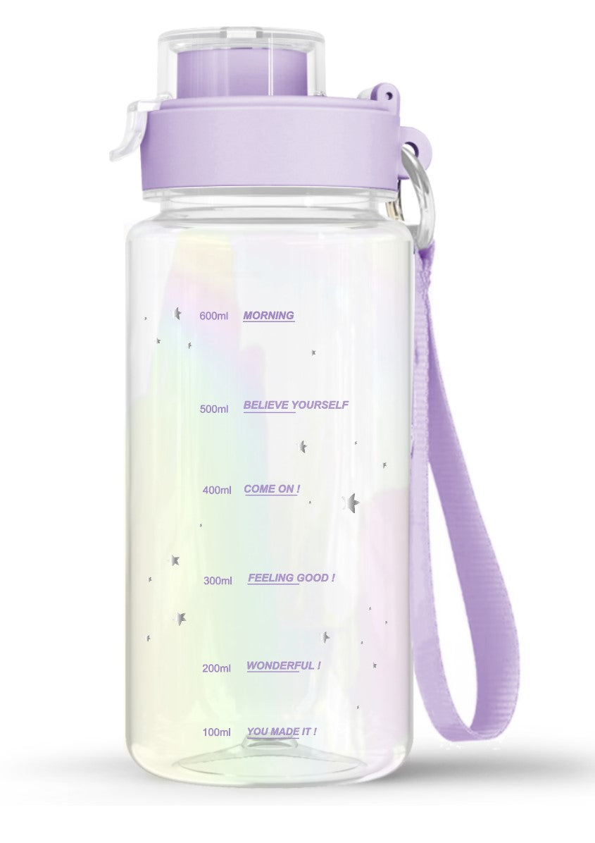 MINISO HOLOGRAPHIC SERIES PLASTIC BOTTLE WITH STRAP (640ML)(PURPLE) 2016275111103 PLASTIC WATER BOTTLE