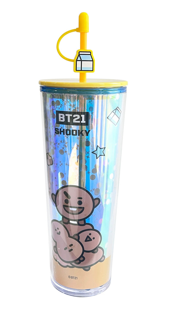 MINISO BT21 COLLECTION DOUBLE WALL PLASTIC TUMBLER WITH STRAW (800ML)(SHOOKY) 2016371011109 PLASTIC WATER BOTTLE