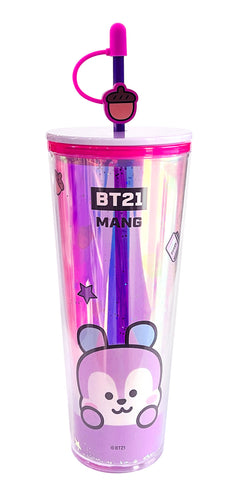 MINISO BT21 COLLECTION DOUBLE WALL PLASTIC TUMBLER WITH STRAW (800ML)(MANG) 2016371015107 PLASTIC WATER BOTTLE