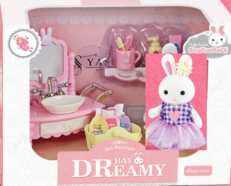 MINISO ROLE PLAY SERIES BUNNY WASHSTAND SET 2016813310104 PLASTIC TOYS