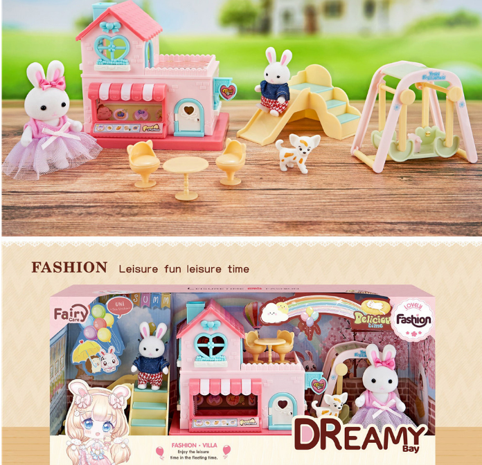 MINISO ROLE PLAY SERIES BUNNY VILLA BIG SET 2016815410109 PLASTIC TOYS