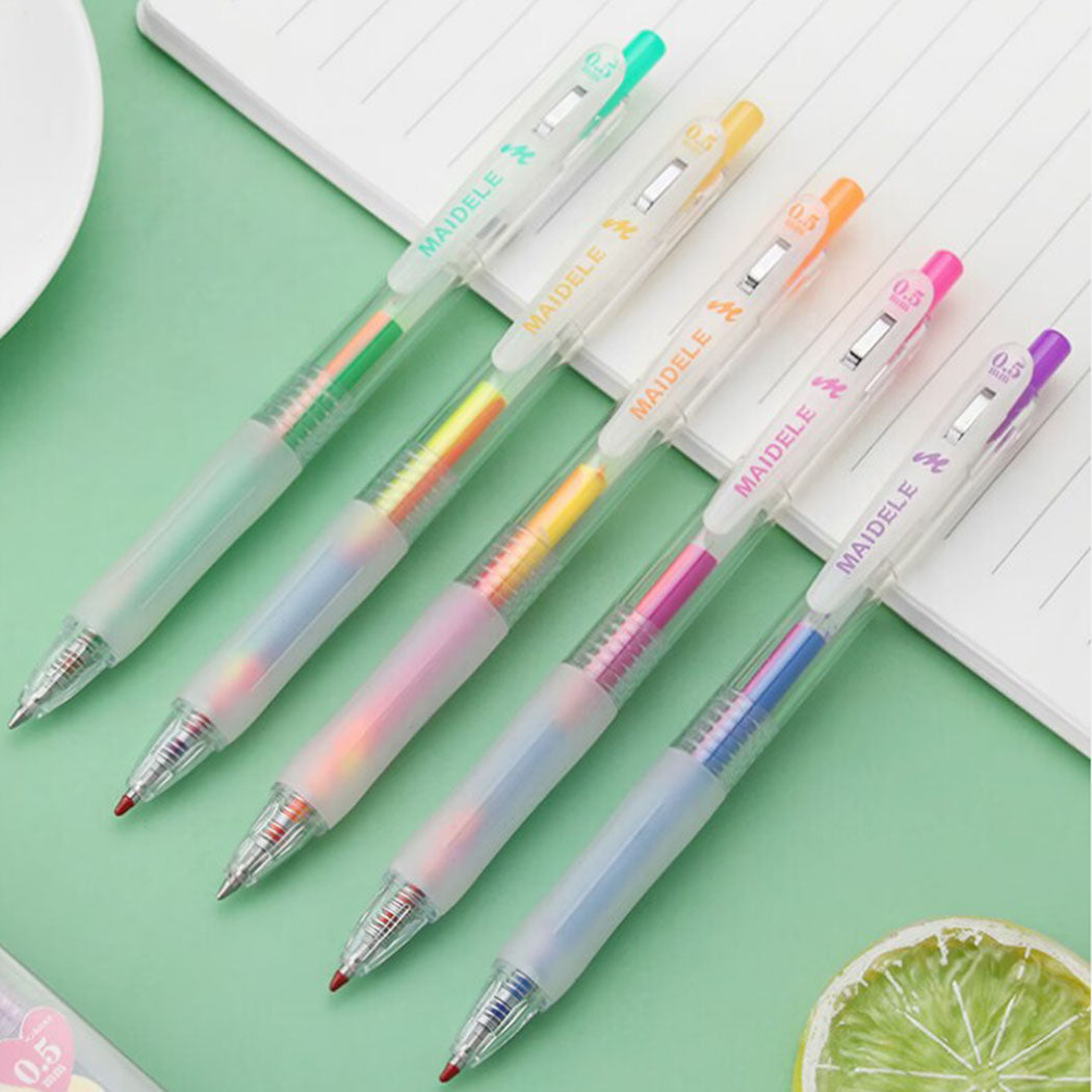 MINISO COLORFUL AURORA SERIES MULTI-COLOR RETRACTABLE GEL PEN SET (5 PCS) PDQ 2016886510104 PEN