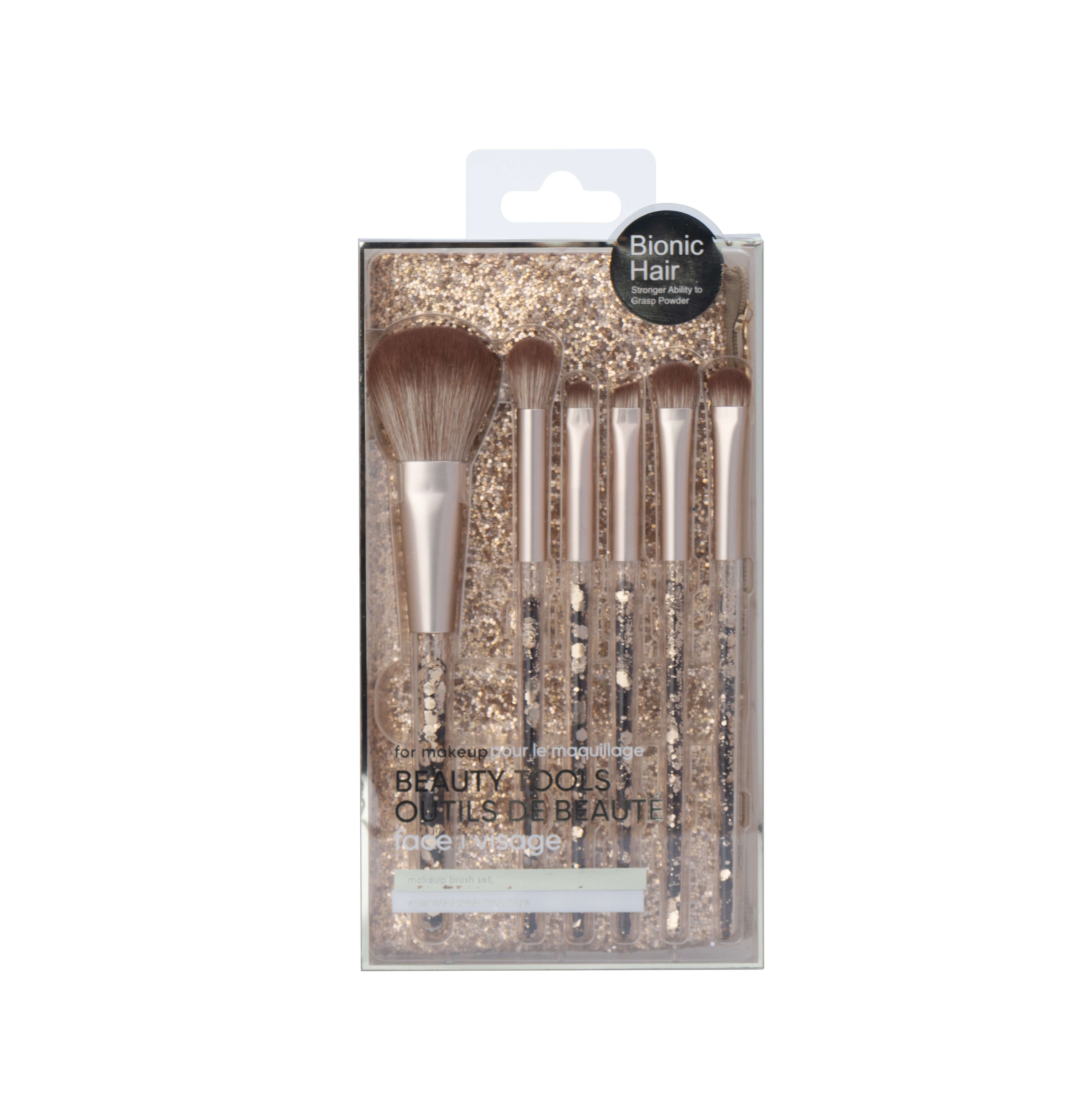 MINISO MAKEUP BRUSHES WITH ZIPPER BAG (6 PCS, GOLD) 2017038410105 MAKEUP BRUSH