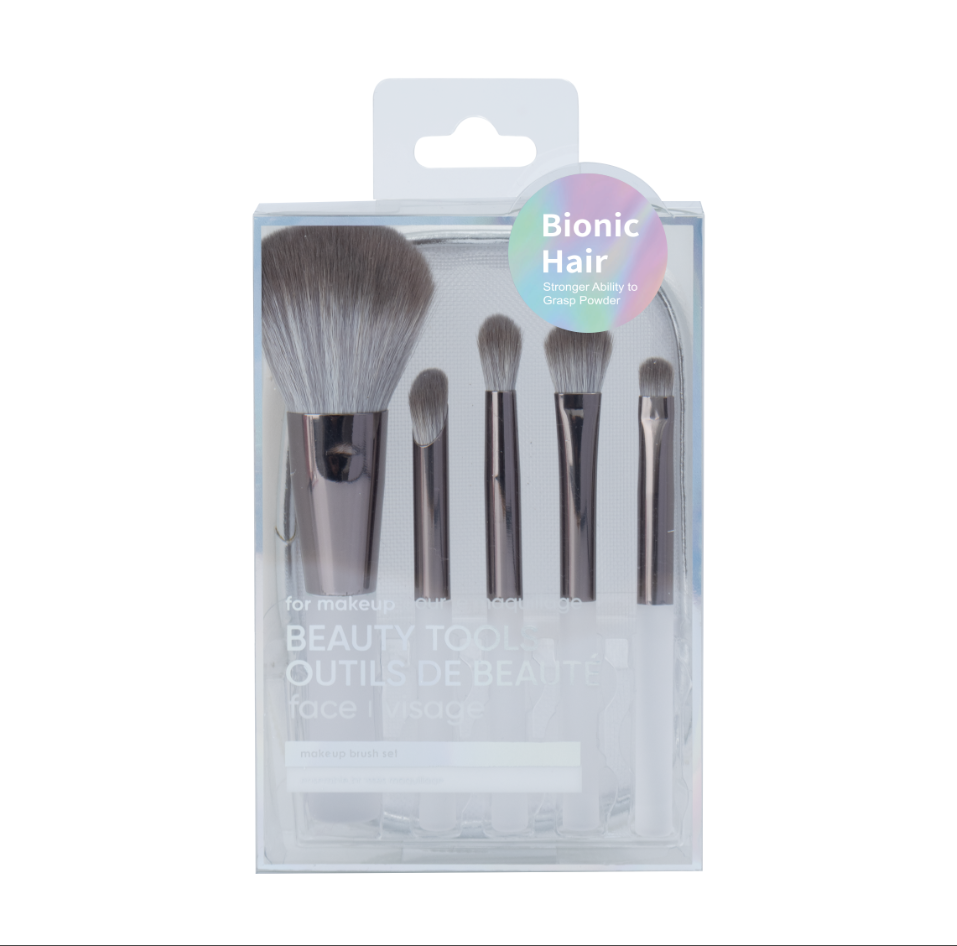 MINISO MAKEUP BRUSHES SET WITH STORAGE BAG (5 PCS, GRAY) 2017038710106 MAKEUP BRUSH