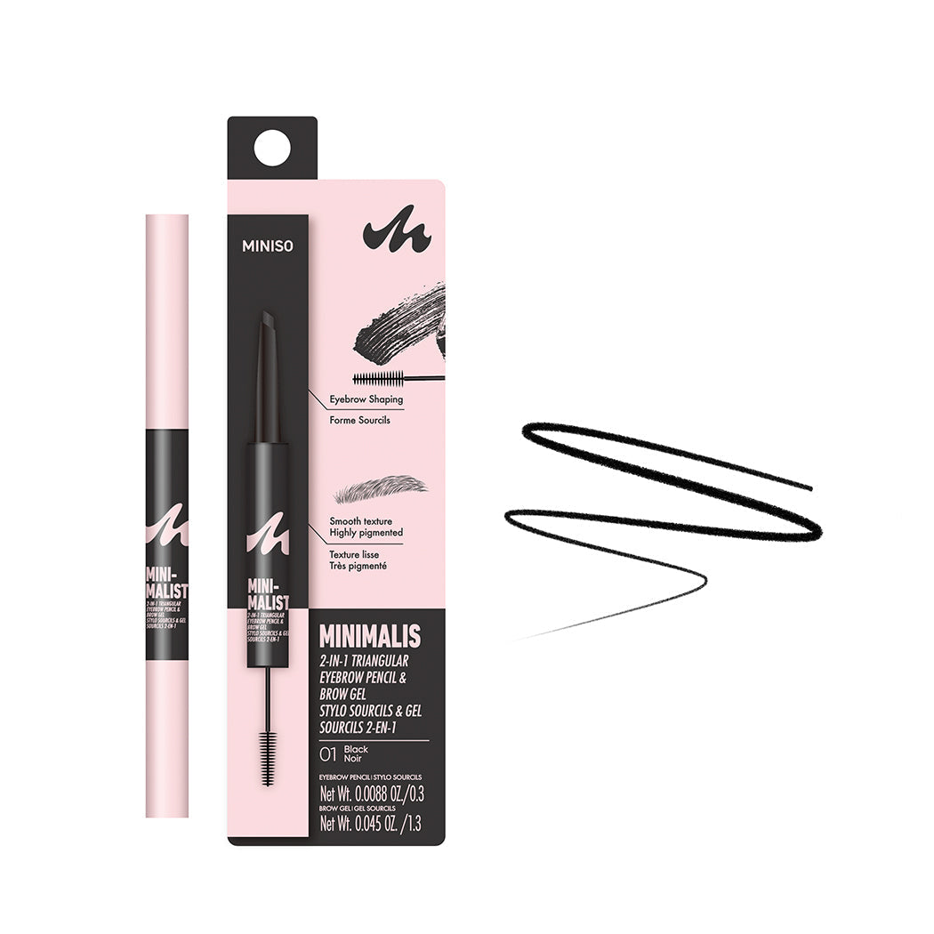 MINISO MINIMALIST 2-IN-1 TRIANGULAR EYEBROW PENCIL & BROW GEL (01 BLACK) 2017454913105 EYEBROW PENCIL