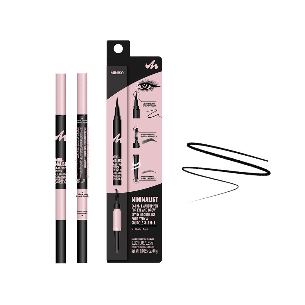 MINISO MINIMALIST 3-IN-1 MAKEUP PEN FOR EYE AND BROW (01 BLACK) 2017455013101 EYEBROW PENCIL