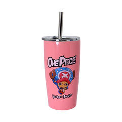 MINISO ONE PIECE COLLECTION STEEL TUMBLER WITH STRAW (530ML)(PINK) 2017883011106 STEEL CUP