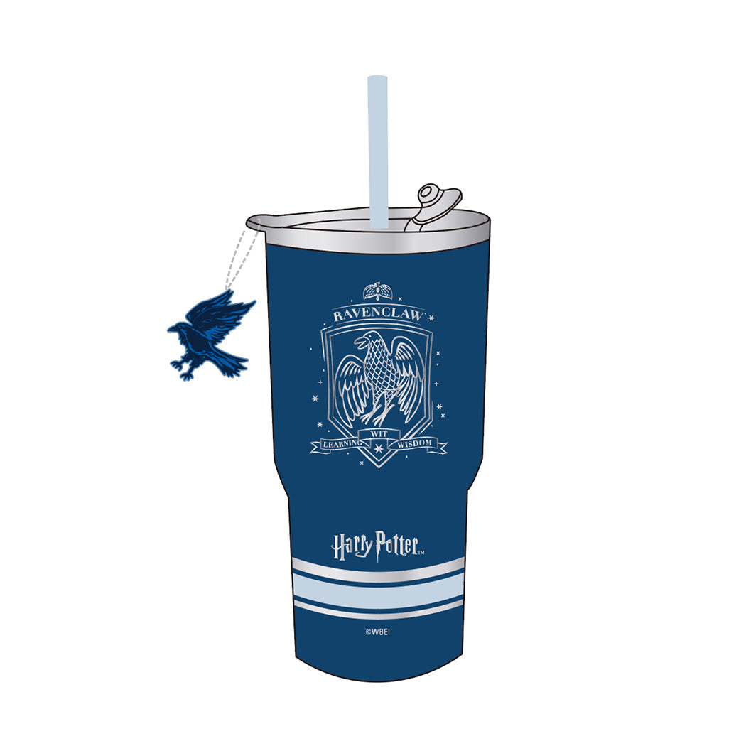 MINISO HARRY POTTER STEEL TUMBLER WITH CHARM AND STRAW (580ML, BLUE) 2017941811105 STEEL CUP