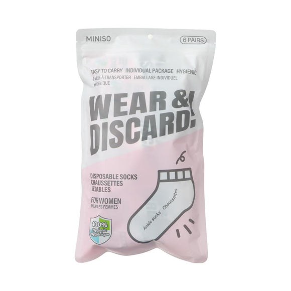 MINISO WOMEN'S DISPOSABLE ANKLE SOCKS ( 6 PAIRS ) 2018351510107 WOMEN'S LOW-CUT SOCKS