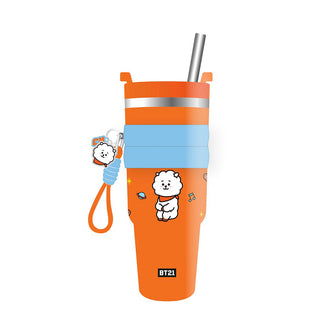 MINISO BT21 COLLECTION DOUBLE WALL STEEL TUMBLER WITH SLEEVE AND STRAW (900ML)(RJ) 2018486711103 VACUUM BOTTLE/ KETTLE