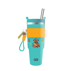 MINISO BT21 COLLECTION DOUBLE WALL STEEL TUMBLER WITH SLEEVE AND STRAW (900ML)(SHOOKY) 2018486713107 VACUUM BOTTLE/ KETTLE