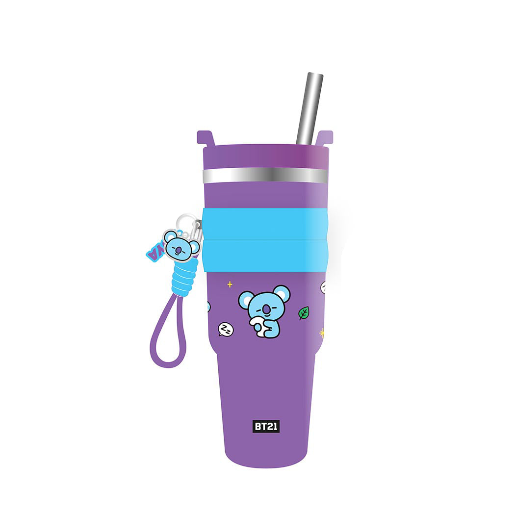 MINISO BT21 COLLECTION DOUBLE WALL STEEL TUMBLER WITH SLEEVE AND STRAW (900ML)(KOYA) 2018486714104 VACUUM BOTTLE/ KETTLE