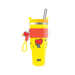 MINISO BT21 COLLECTION DOUBLE WALL STEEL TUMBLER WITH SLEEVE AND STRAW (900ML)(TATA) 2018486715101 VACUUM BOTTLE/ KETTLE