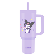 MINISO KUROMI DOUBLE WALL STEEL TUMBLER WITH STRAW 1200ML 2018488811108 PLASTIC WATER BOTTLE