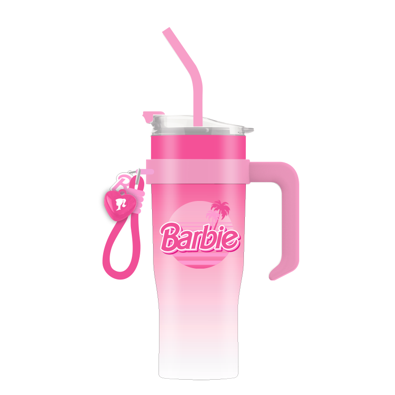 MINISO FANCY BARBIE COLLECTION STEEL TUMBLER WITH STRAW AND STRAP ( 1600ML ) 2018491410107 STEEL CUP