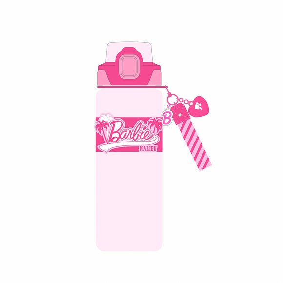 MINISO FANCY BARBIE COLLECTION PLASTIC BOTTLE WITH STRAP AND SLEEVE ( 800ML ) 2018499210105 PLASTIC WATER BOTTLE